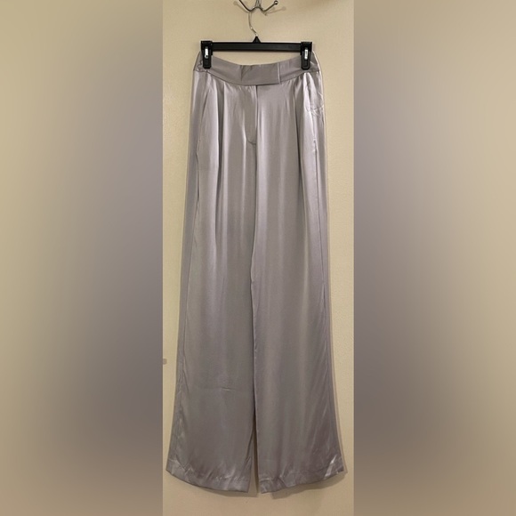 THE SEI Wide Leg Silk Trousers in Platinum - Picture 7 of 14